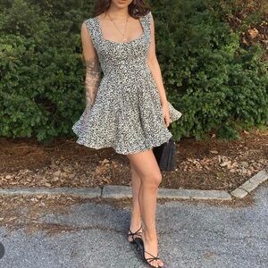 Vanessa Mooney Black and White Leopard Animal Print Romper Dress